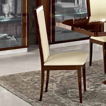 Roma Italian Walnut Leather Upholstered Dining Chair