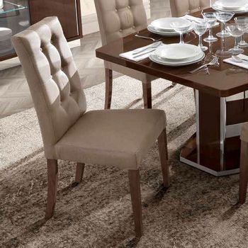 Roma Italian Walnut Leather Vermont Dining Chair