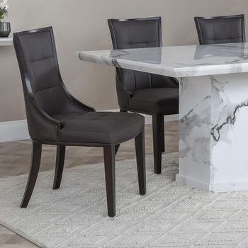 Paris Brown Leather Dining Chair with Brown Legs