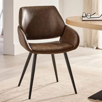 2 x Parker Brown and Black Faux Leather and Metal Dining Chair