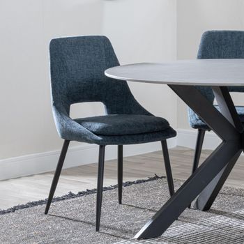 Clearance - Peyton Blue Fabric Dining Chair with Black Legs