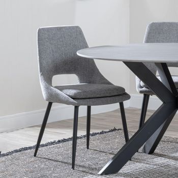 Clearance - Peyton Grey Fabric Dining Chair with Black Legs