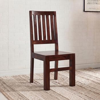 2 x Dakota Dark Mango Wood Slatted Back Dining Chairs