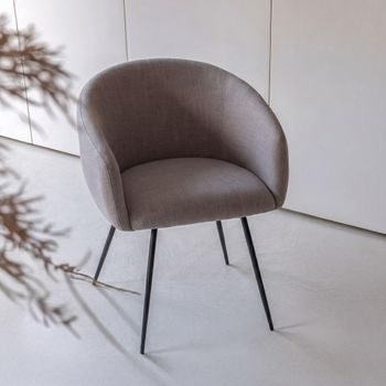 2 x Wales Taupe Fabric and Metal Curved Back Dining Chair