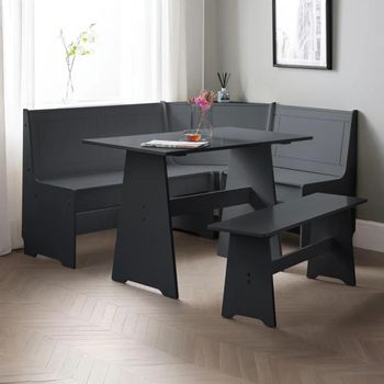 Newport Dark Grey 4 Seater 109cm Corner Dining Set