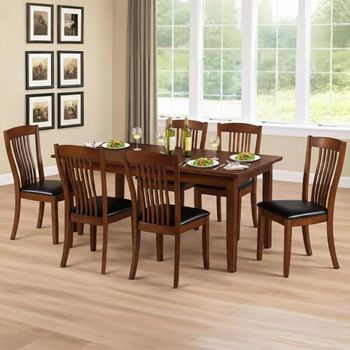 Canterbury Mahogany 4-6 Seater 120cm-160cm Extending Dining Set with 4 Leather Chairs