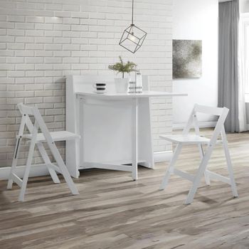 Helsinki Compact 2 Seater 80cm Dining Set with 2 Folding White Chairs