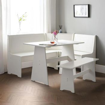 Newport White 4 Seater 109cm Corner Dining Set