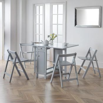 Savoy Gateleg 4 Seater 120cm Dining Set with 4 Grey Chairs