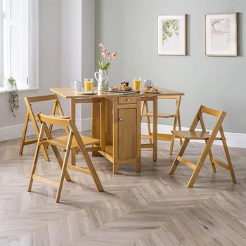 Savoy Gateleg 4 Seater 35cm-120cm Dining Set with 4 Oak Chairs