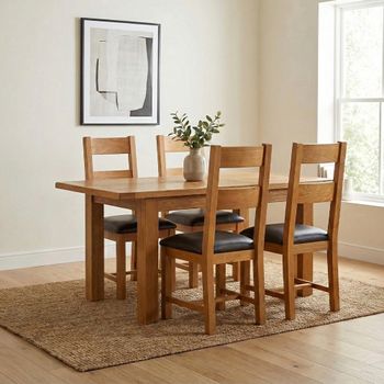 Somer Oak 4-6 Seater 120cm-153cm Extending Dining Set with 4 Ladder Back Dining Chair