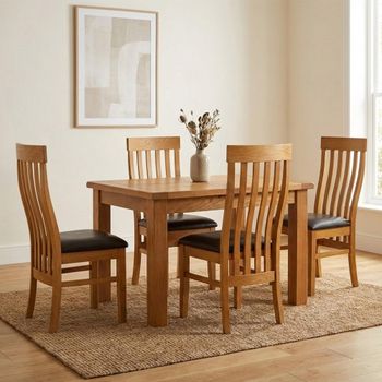 Somer Oak 4-6 Seater 120cm-153cm Extending Dining Set with 4 Toulouse Slatted Back Dining Chair