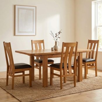 Somer Oak 4-8 Seater 132cm-198cm Extending Dining Set with 4 Arizona Slatted Back Dining Chair