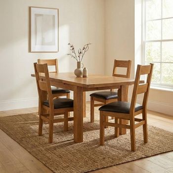 Somer Oak 4-8 Seater 132cm-198cm Extending Dining Set with 4 Ladder Back Dining Chair