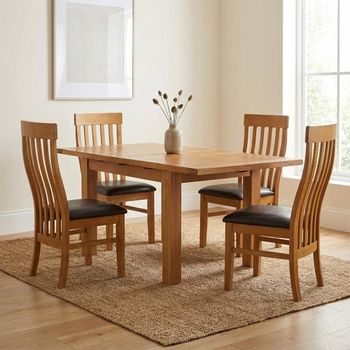 Somer Oak 4-8 Seater 132cm-198cm Extending Dining Set with 4 Toulouse Slatted Back Dining Chair
