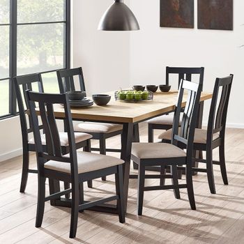 Hilton 6 Seater 180cm Herringbone Dining Set with 6 Oak Chairs