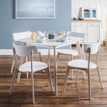 Casa 4 Seater 90cm Square Dining Set with 4 White Chairs
