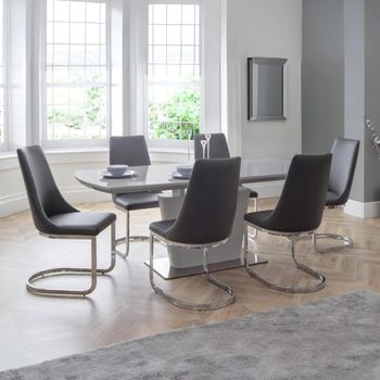 Como 4-6 Seater 160cm-200cm Extending Dining Set with 6 Cantilever Grey Gloss Chairs