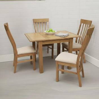 Kilmore Oak 2-4 Seater 80cm-112cm Extending Dining Set with 4 Chairs