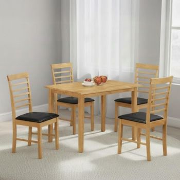 Hanover Light Oak 4 Seater 110cm Dining Set with 4 Chairs