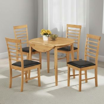 Hanover Light Oak 4 Seater 61cm-91cm Round Drop Leaf Dining Set