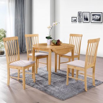 Cologne Light Oak 4 Seater 61cm-91cm Round Drop Leaf Dining Set