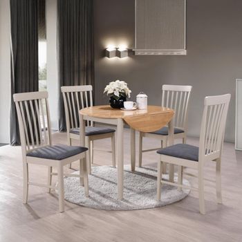 Altona Oak and Grey 2 Seater 61cm-91cm Round Drop Leaf Dining Set