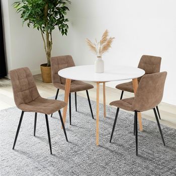Vojens White 4 Seater 105cm Round Dining Set