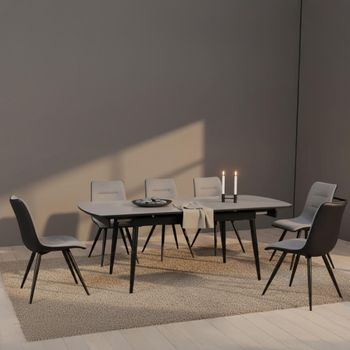 Cassino Grey Glass 6-8 Seater 160cm-200cm Extending Dining Set with 6 Chairs