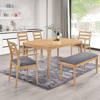 Orlando Dining Set with 6 Seater 150cm Oak with Bench