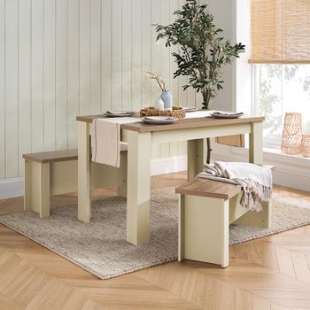 Highgate Cream Painted 2 Seater 118cm Dining Set with 2 Benches