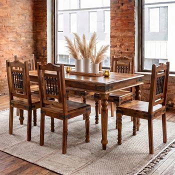 Jali 6 Seater Dining Set with 6 Sheesham Wood Chairs