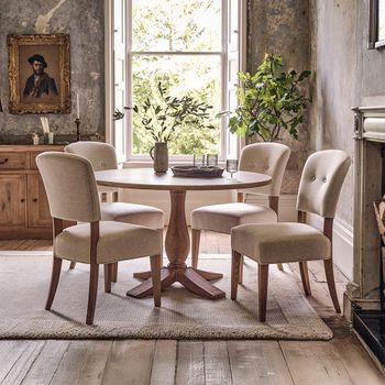 Cannes 4 Seater 125cm Round Dining Set with 4 Timber Wood Chairs