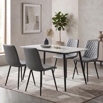 Argenta Grey and Black Sintered Stone Top 4 Seater 120cm Dining Set with 4 Chair
