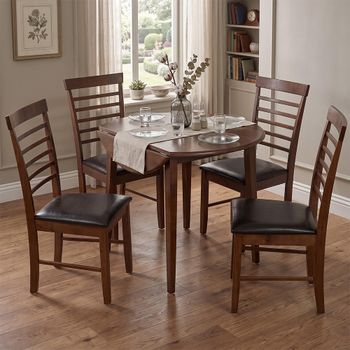 Hanover Brown Dark Oak 2-4 Seater 61cm-91cm Round Drop Leaf Dining Set with 4 Chair