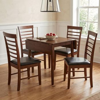 Hanover Brown Dark Oak 2-4 Seater 61cm-97cm Square Drop Leaf Dining Set with 4 Chair