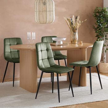 Axel Oak 6 Seater 160cm Oval Fluted Dining Set with 4 Chair