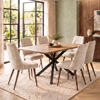 Bedford Oak 6 Seater 180cm Dining Set with 6 Chelsea Chair