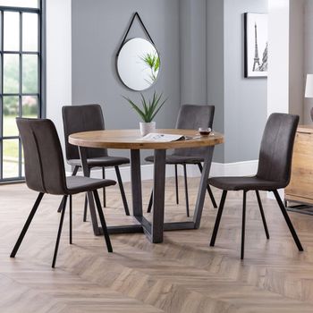 Brooklyn 4 Seater 120cm Round Dining Set with 4 Monroe Oak Chairs