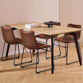 Cadiz Oak 4 Seater 160cm Dining Set with Brandy Vintage Dining Chair