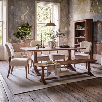 Cannes Timber Wood 8 Seater 202cm Dining Set with 4 Chairs & 1 Bench