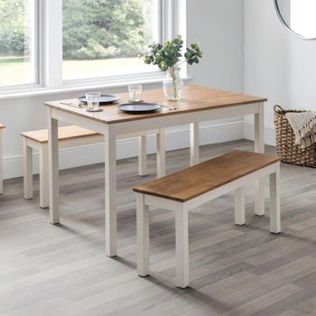 Coxmoor Ivory 4 Seater 118cm 2 Benches Dining Set
