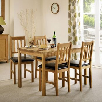 Coxmoor 4 Seater 118cm Dining Set with 4 Oak Chairs