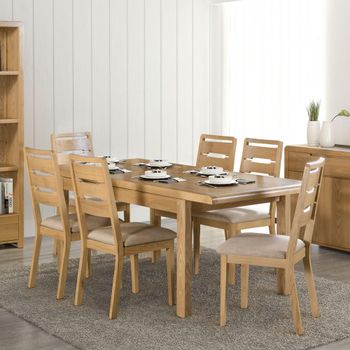 Curve Oak 6-8 Seater 150cm-200cm Extending Dining Set