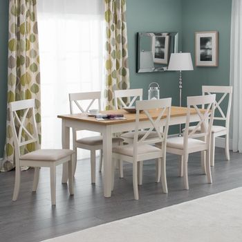 Davenport 6 Seater 150cm Dining Set with 6 Ivory Chairs