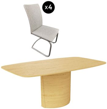 Oak 4-6 Seater 142cm-182cm Extending Dining Set with 4 Chairs - SM53/SM116 - EX Display