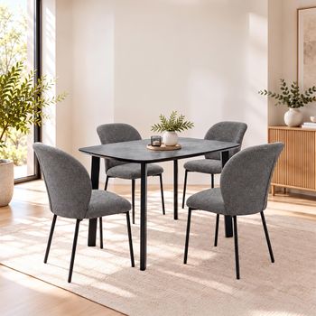Faro Charcoal Melamine 4 Seater 120cm Dining Set with 4 Chair