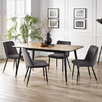 Findlay Walnut 4-6 Seater 160cm Dining Set with Delaunay Grey Chairs