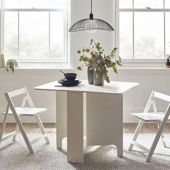 Gatan Gateleg 2 Seater 80cm Dining Set with 2 White Chairs
