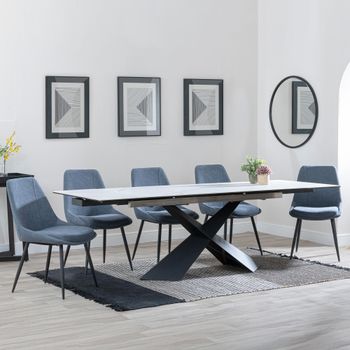 GET 2 CHAIRS FREE - Clearance - Hayden White 160-240cm Dining Set with Darwin Dark Grey Chairs